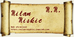 Milan Miškić vizit kartica